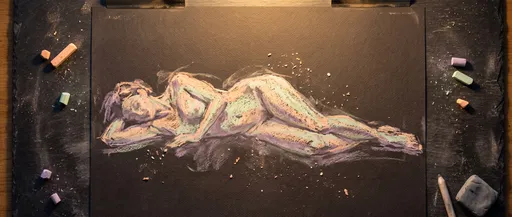 Pastel Figure Drawing on Charcoal Paper