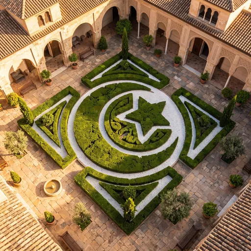 Courtyard Garden With Crescent And Star Hedge