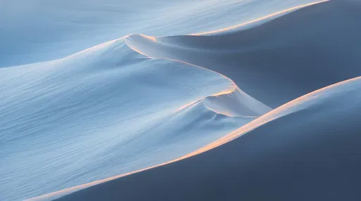 Golden Light on Blue Snow Dunes