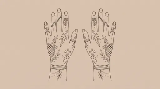 Minimalist Mehndi Hands Line Art Illustration