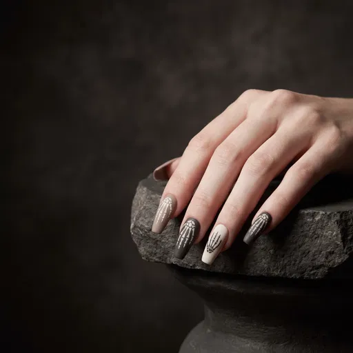 Halloween Skeleton Nail Art on Stone