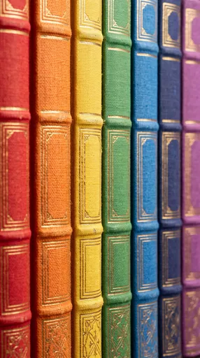 Rainbow Clothbound Book Spines Macro