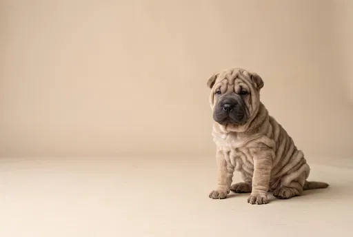 Wrinkled Fawn Shar-Pei Puppy Studio Portrait