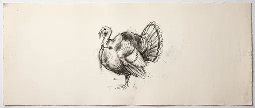 Charcoal Sketch of a Plump Turkey