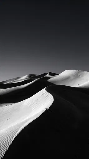 Monochrome Desert Sand Dunes Under Dark Sky