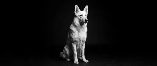White Shepherd Studio Portrait on Black