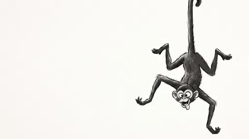 Goofy Spider Monkey Hanging Upside Down