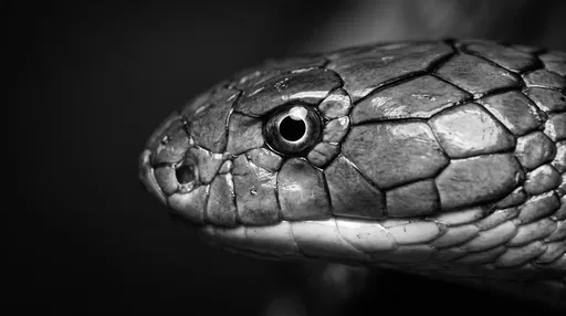 Monochrome Macro Profile of Snake Head