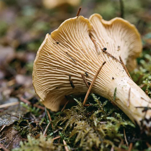 Overturned Chanterelle Mushroom Macro Detail