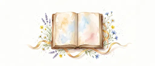 Watercolor Open Book With Wildflowers
