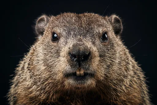 Close-Up Studio Portrait of a Groundhog
