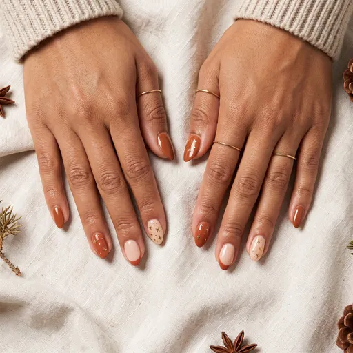 Minimalist Earthy Christmas Manicure on Linen