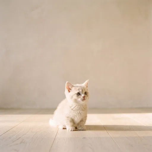Cream Munchkin Kitten in Warm Sunlight