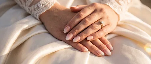 Bride Hands With Ombre Gold Leaf Manicure