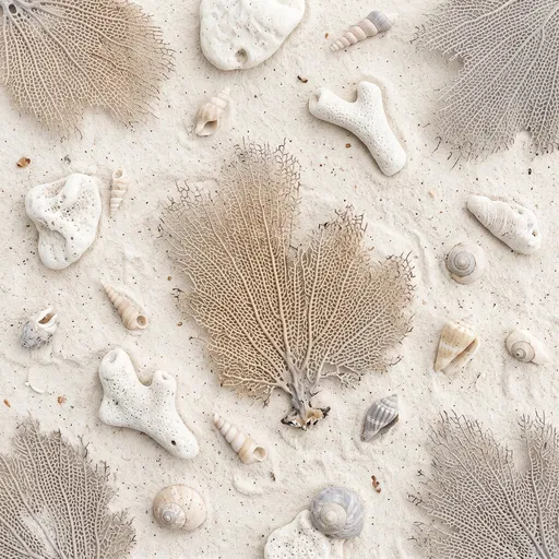 Dried Sea Fans and Coral Flat Lay