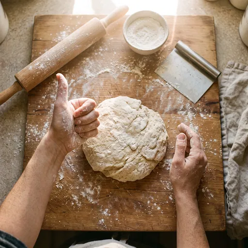 Baker Giving Thumbs Up Over Dough