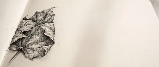Graphite Sketch of Curled Autumn Leaf
