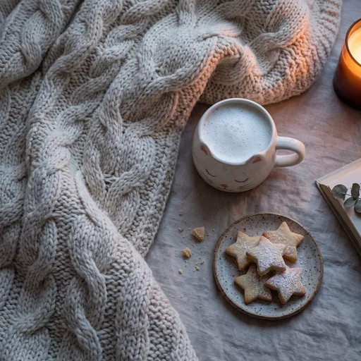 Cozy Cat Mug and Star Cookies
