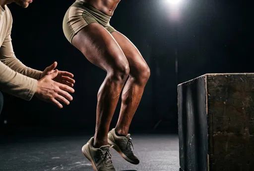 Close-Up of Athlete Performing Box Jump