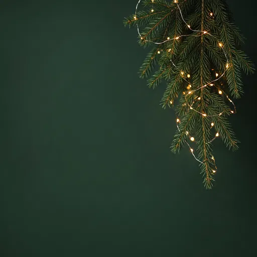 Fir Branch With Warm Fairy Lights
