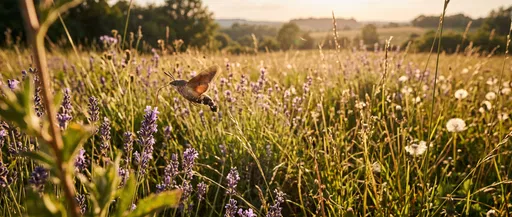 Hummingbird Hawk-Moth Feeding on Wild Lavender