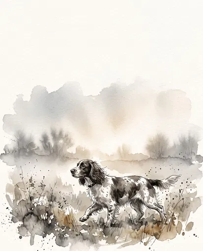 Watercolor Illustration of English Springer Spaniel