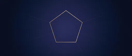 Gold Pentagon Outline on Dark Blue Background