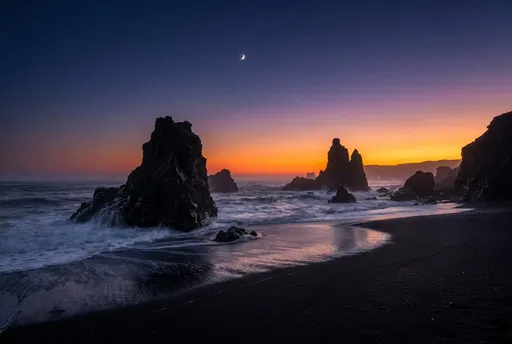 Volcanic Sea Stacks at Twilight