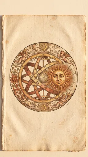Renaissance Celestial Sun and Armillary Sphere Woodcut