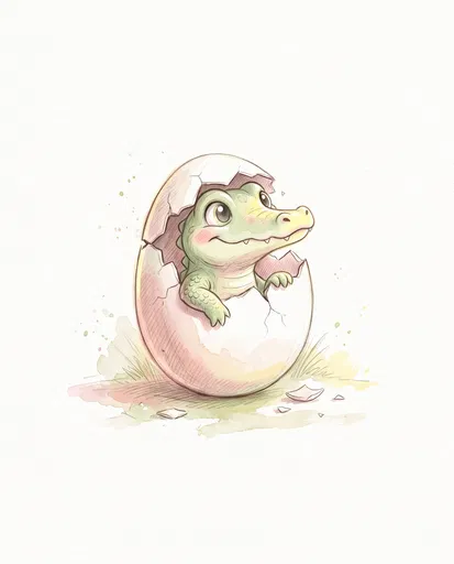 Cute Baby Alligator Hatching From Egg