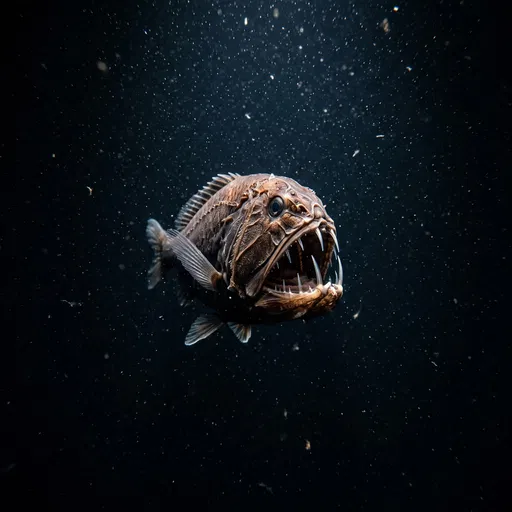 Deep Sea Fangtooth Fish in Dark Water