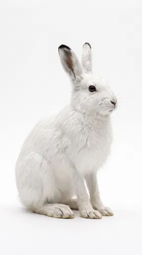 White Arctic Hare on White Background