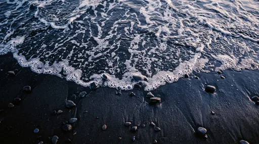Foamy Waves on Black Sand Beach