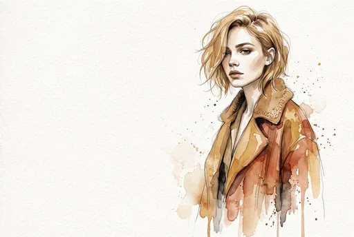 Watercolor Fashion Illustration of Blonde Woman