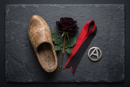 Anarchist Symbols Arranged on Dark Slate