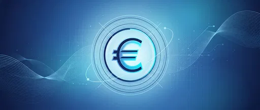 Digital Euro Symbol Blue Financial Banner