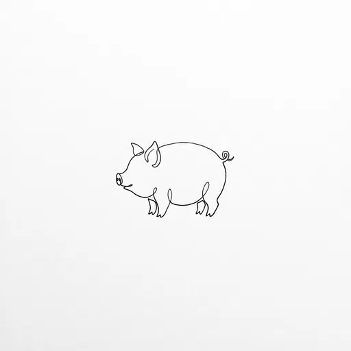 Minimalist Single-Line Pig Illustration