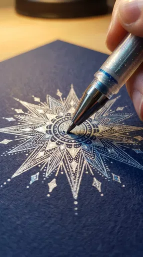 Drawing Metallic Mandala Starburst on Navy Paper