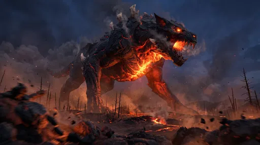 Colossal Magma Hellhound in Volcanic Wasteland