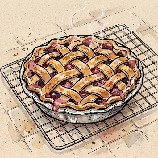 Watercolor Illustration of Lattice Berry Pie