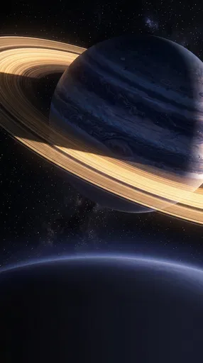 Ringed Gas Giant Above Planetary Horizon