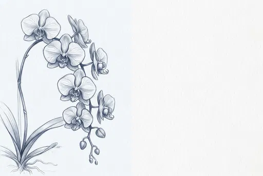 Botanical Pencil Sketch of Cascading Orchid