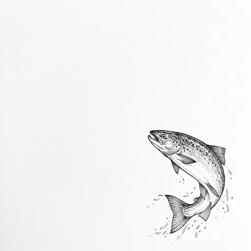 Ink Sketch of Leaping Salmon