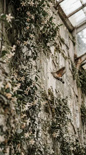 Hummingbird Hawk-Moth Hovering by Jasmine Vines