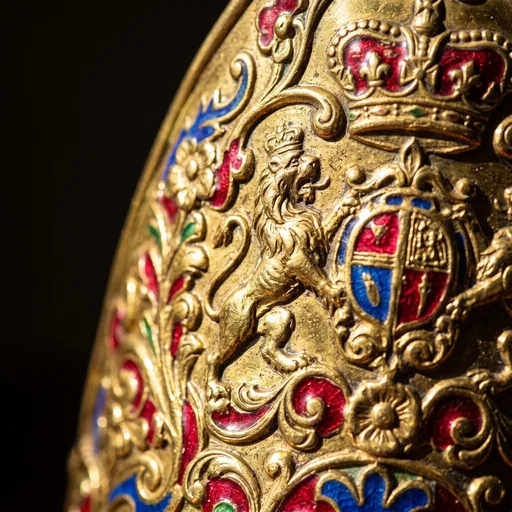 Ornate Gilded Brass Heraldic Lion Plate
