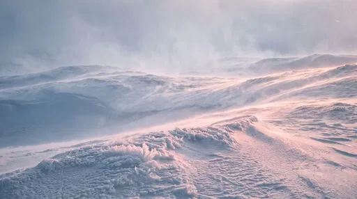 Snowy Dunes With Pink Alpenglow