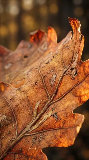 Macro Autumn Oak Leaf in Sunlight