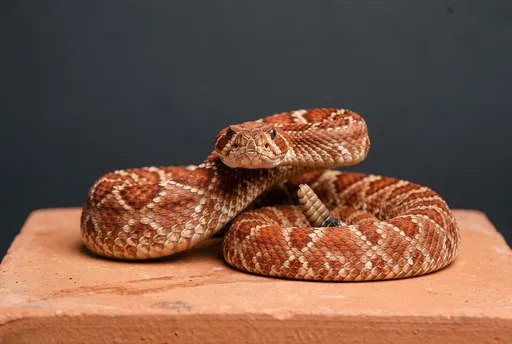 Red Diamond Rattlesnake Coiled on Terracotta